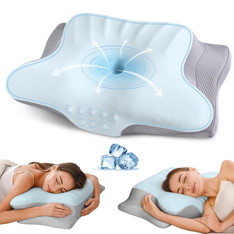 Ylekto Cervical Neck Pillow for Pain Relief - Ergonomic Memory Foam Pillows for Sleeping, Cooling Side Sleeper Pillow for Neck Support, Contour Orthopedic Bed Pillow for Sleepers - Image 1