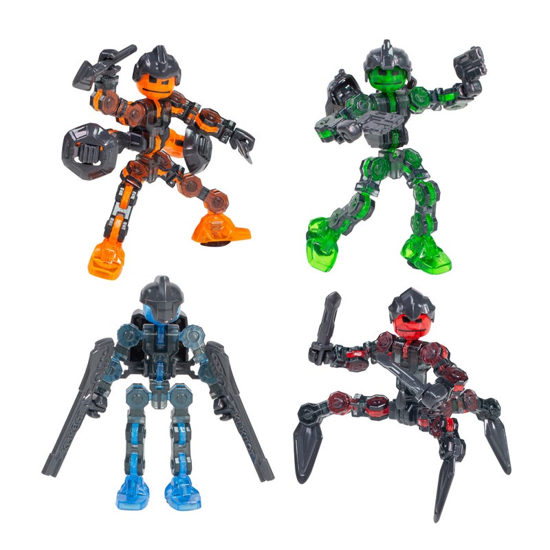 Zing Klikbot, Complete Set of 4 Poseable Action Figures with Weapons, Translucent, Create Stop Motion Animation, for Ages 6 and Up (Series 3 Guardians) - Image 1