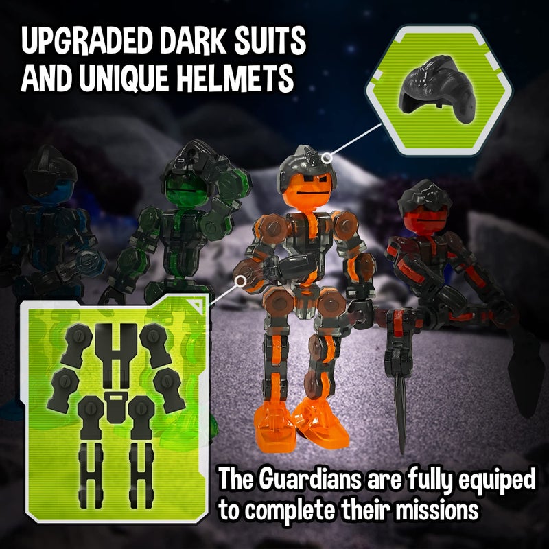 Zing Klikbot, Complete Set of 4 Poseable Action Figures with Weapons, Translucent, Create Stop Motion Animation, for Ages 6 and Up (Series 3 Guardians) - Image 3