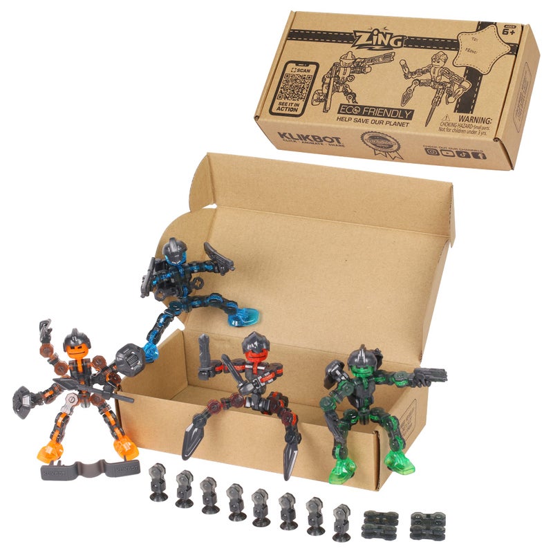 Zing Klikbot, Complete Set of 4 Poseable Action Figures with Weapons, Translucent, Create Stop Motion Animation, for Ages 6 and Up (Series 3 Guardians) - Image 2