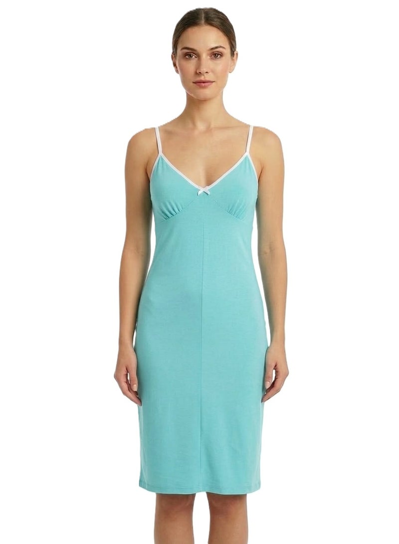 Short summer nightgown for women – with straps – soft cotton
