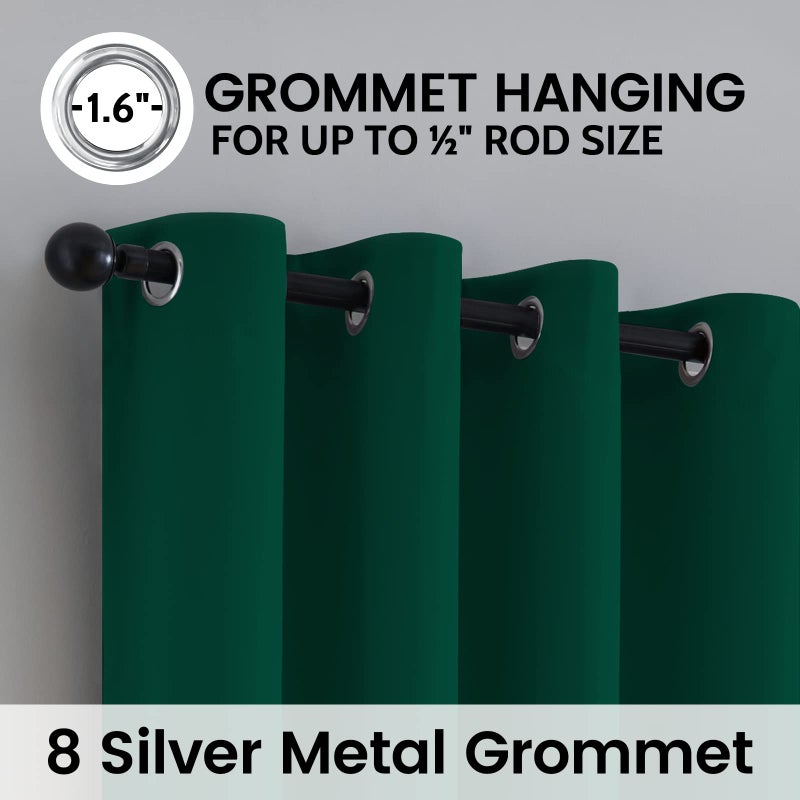 SimpleHome 100% Blackout Curtains for Bedroom,Thermal Insulated Grommet Window Drapes Room Darkening Dark Green Curtains for Living Room with Black Back,52 x 84 Inch,2 Panels - Image 5