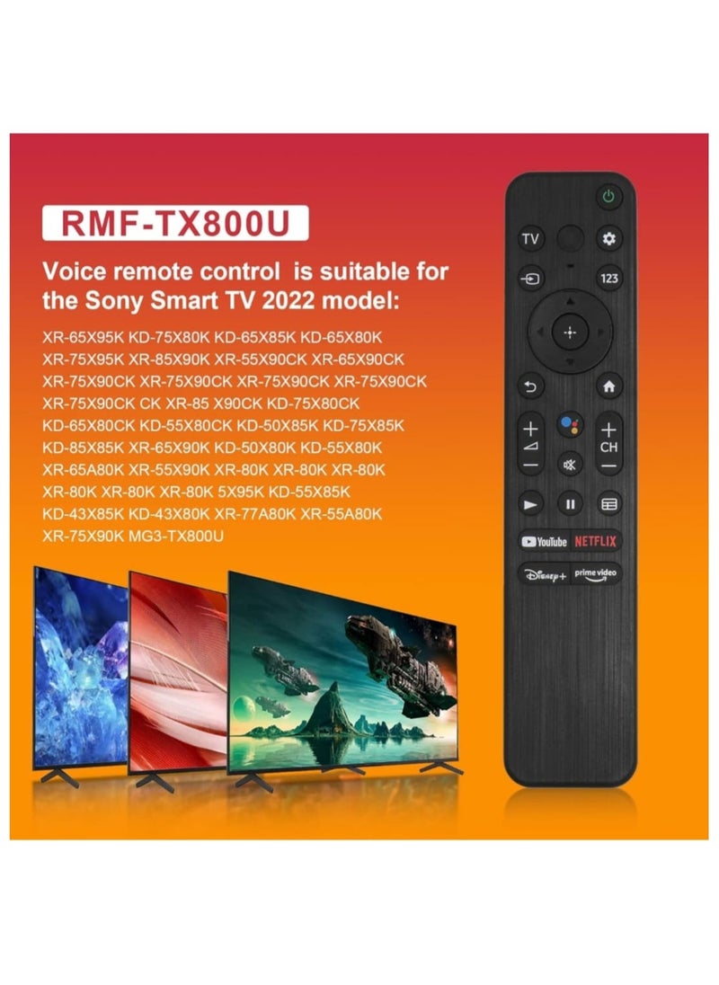 Sony Corporation - New RMF-TX800U MG3-TX800U Voice Remote Control with MIC Fit for Sony Bravia HDR LED Smart 2022 TV KD-50X85K KD-75X85K KD-85X85K XR-65X90K KD-55X80K XR-65A80K XR-55X90K XR-85X95K KD-55X85K KD-43X85K - Image 1