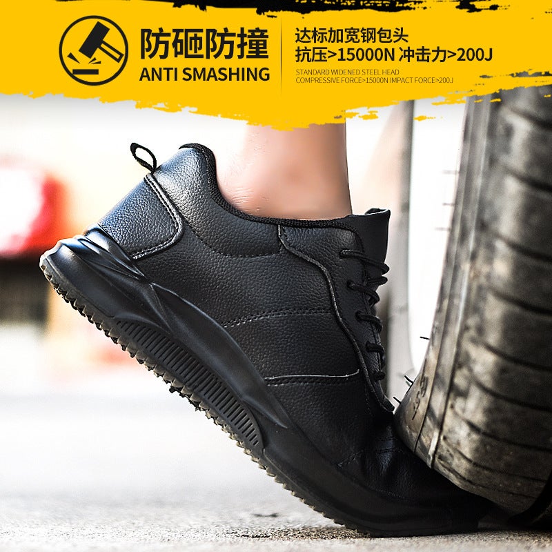 Labor Protection Shoes Men'S Summer Anti-Smashing Anti-Piercing Comfortable Leather Surface Four Seasons Construction Site Work Shoes Protective Safety Shoes - Image 5