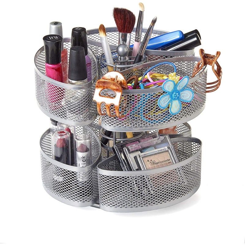 Nifty Solutions Nifty Organizing Carousel - Silver Finish  Spins 360-Degrees  Cosmetic Bathroom Or Bedroom Vanity Storage  Beauty Supplies Organizer  Lazy Susan Platform - Image 4