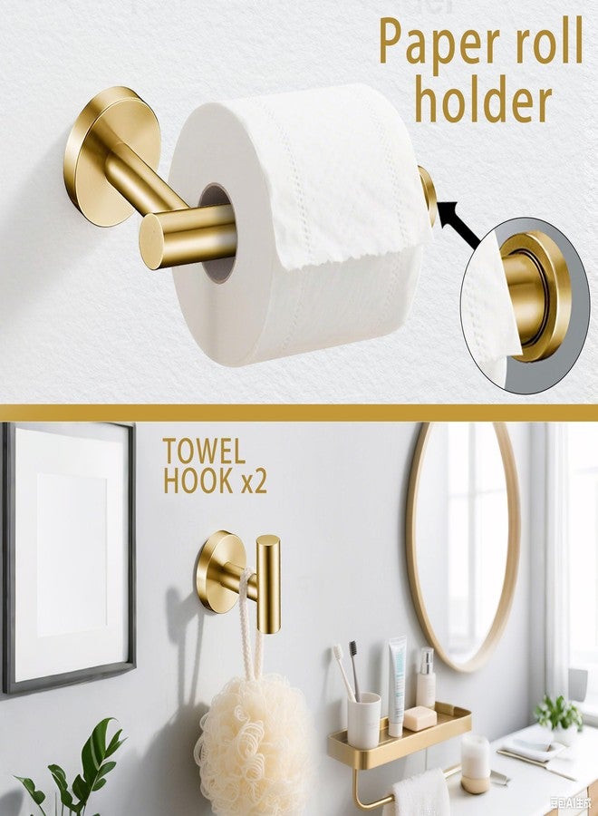 Kwanicas 6 Pieces Brushed Gold Bathroom Hardware Accessories Set, SUS304 Stainless Steel 24 Inch Bath Towel Bar Set, Round Bathroom Towel Holder Set, Towel Racks for Bathroom Wall Mounted - Image 4