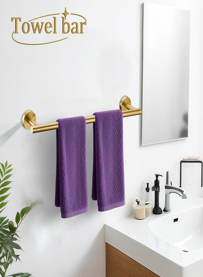 Kwanicas 6 Pieces Brushed Gold Bathroom Hardware Accessories Set, SUS304 Stainless Steel 24 Inch Bath Towel Bar Set, Round Bathroom Towel Holder Set, Towel Racks for Bathroom Wall Mounted - Image 5