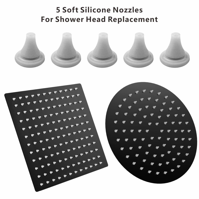 Voolan Shower Flow Restrictor Set - Fixed Showerhead Replace Parts -1.8 and 2.5GPM Flow Reducer Limiter + 2 Filter Gaskets + 5 Soft Silicone Nozzles For Shower Head Replacement - Image 5