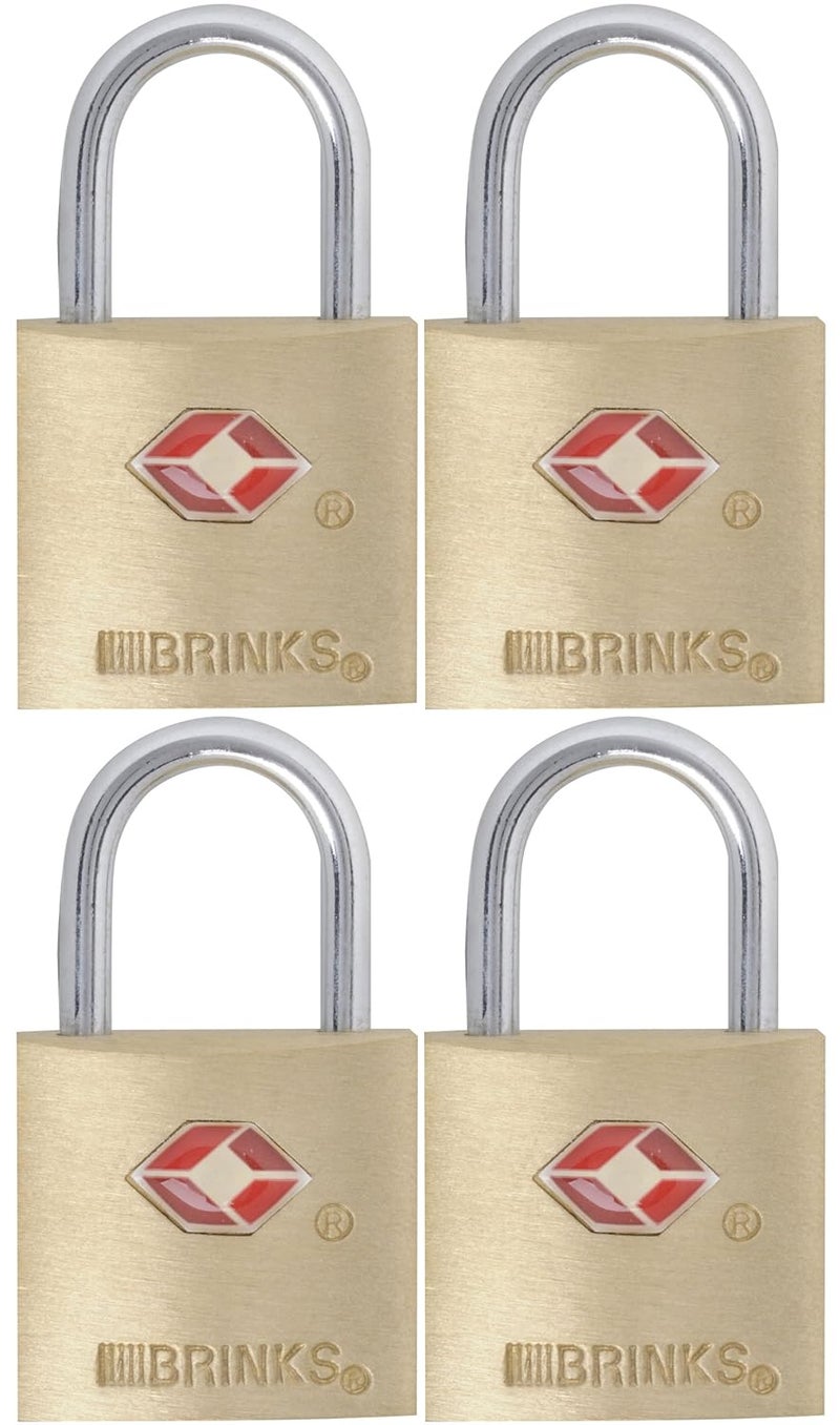 BRINKS 161-20471 TSA Approved 22mm Luggage Lock Solid Brass, 4-Pack - Image 1