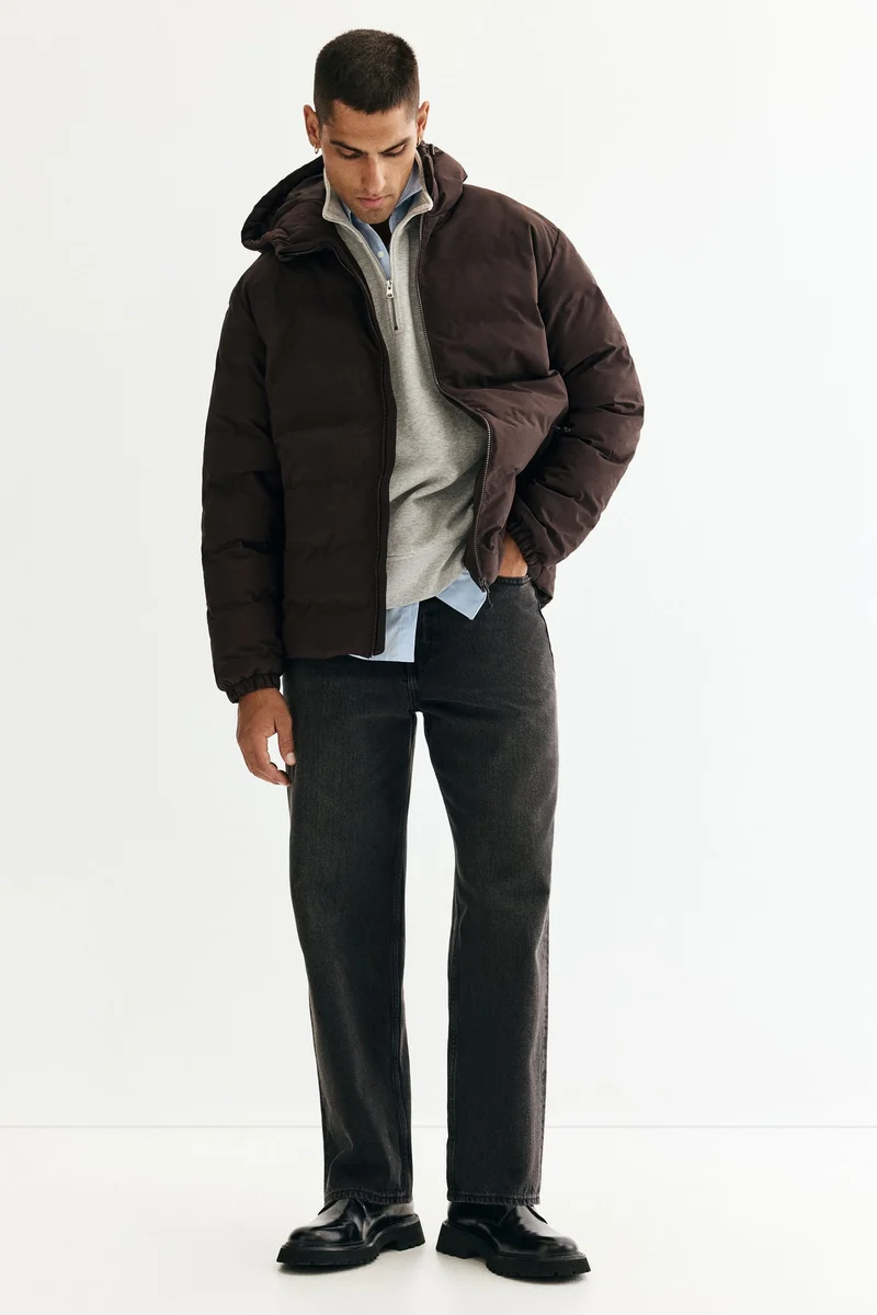 اتش اند ام جاكيت منفوخ مقاوم للماء بقصة عادية