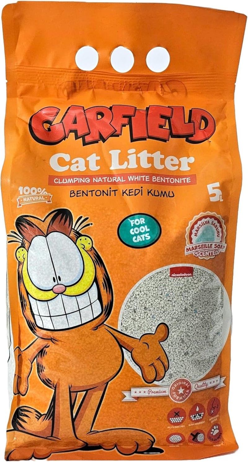 Garfield Natural Clumping Cat Litter - 100% High-Quality White Bentonite, Marseille Soap Scented, 5L - Superior Odor Control, Low Dust, Easy Scooping - Image 2