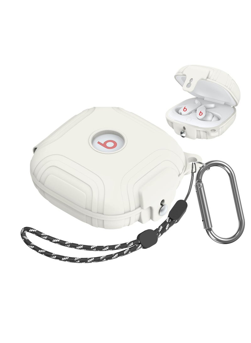 Excefore Case for Beats Fit Pro, Silicone Protector Case for Apple Beats Fit Pro, with Beats Fit Pro 2021 Earbuds Armor Shockproof Protective, with Anti-Lost Lanyard Keychain (White) - Image 1