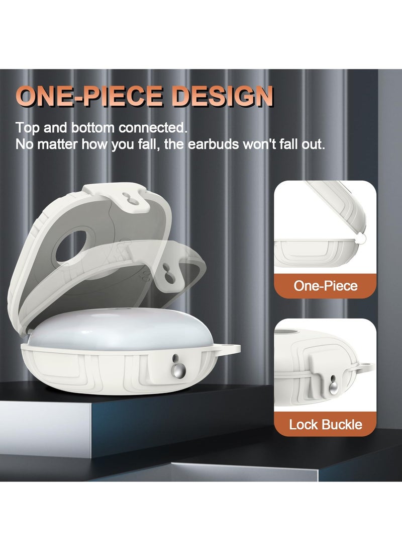 Excefore Case for Beats Fit Pro, Silicone Protector Case for Apple Beats Fit Pro, with Beats Fit Pro 2021 Earbuds Armor Shockproof Protective, with Anti-Lost Lanyard Keychain (White) - Image 2