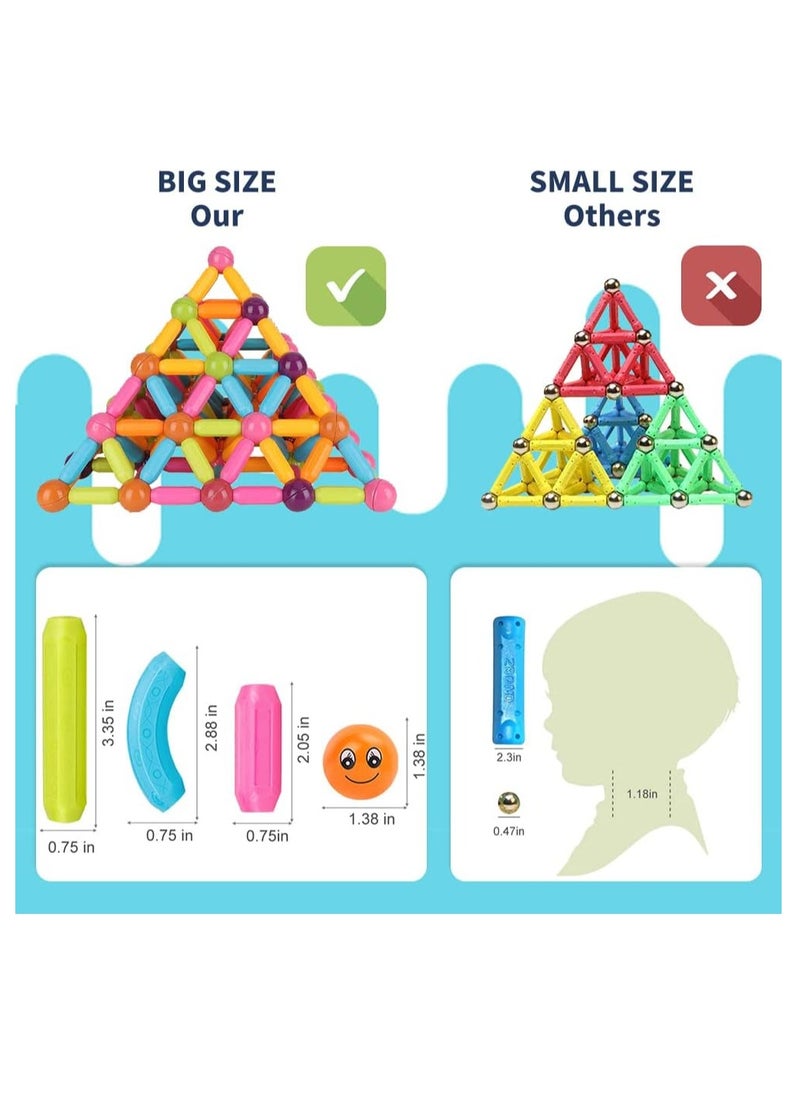 Generic - Magnetic Balls and Rods Set Vibrant Color Building Blocks in Different Sizes and Curved Shapes for Kids Stacking Toys STEM Ages 3+ 100 - Image 1