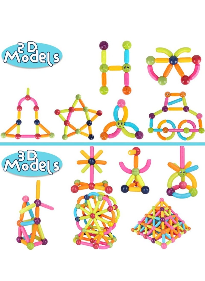 Generic - Magnetic Balls and Rods Set Vibrant Color Building Blocks in Different Sizes and Curved Shapes for Kids Stacking Toys STEM Ages 3+ 100 - Image 1