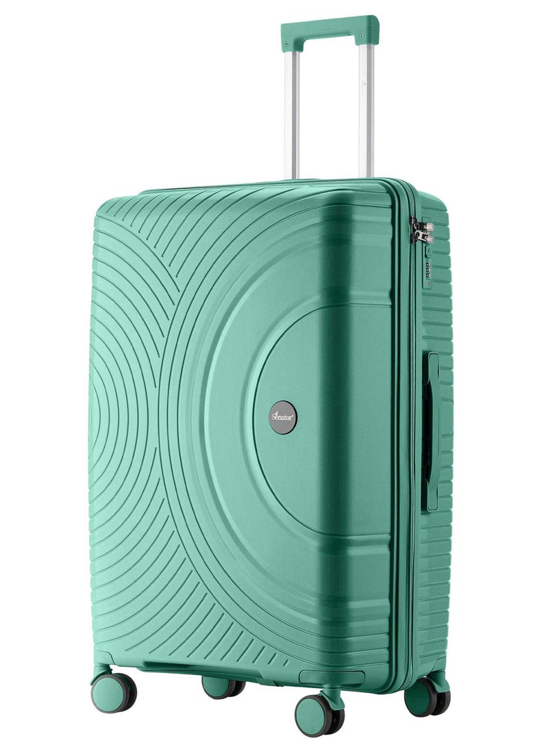 SENATOR unisex hard case large checked luggage lightweight pp fashion trolley luggage with 360° degree 4 twin wheel and safe zippers kh1010 green - Image 1