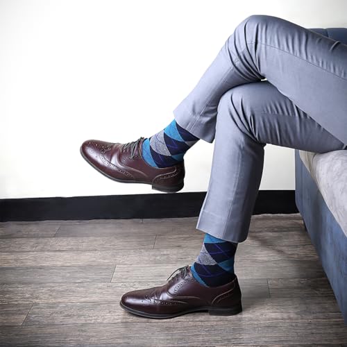 FOOTPRINTS Men's Formal Organic Cotton Bamboo Odour Free Socks Pack of 5 Pairs -(Designer Argyle) - Image 2