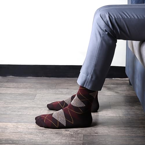 FOOTPRINTS Men's Formal Organic Cotton Bamboo Odour Free Socks Pack of 5 Pairs -(Designer Argyle) - Image 3