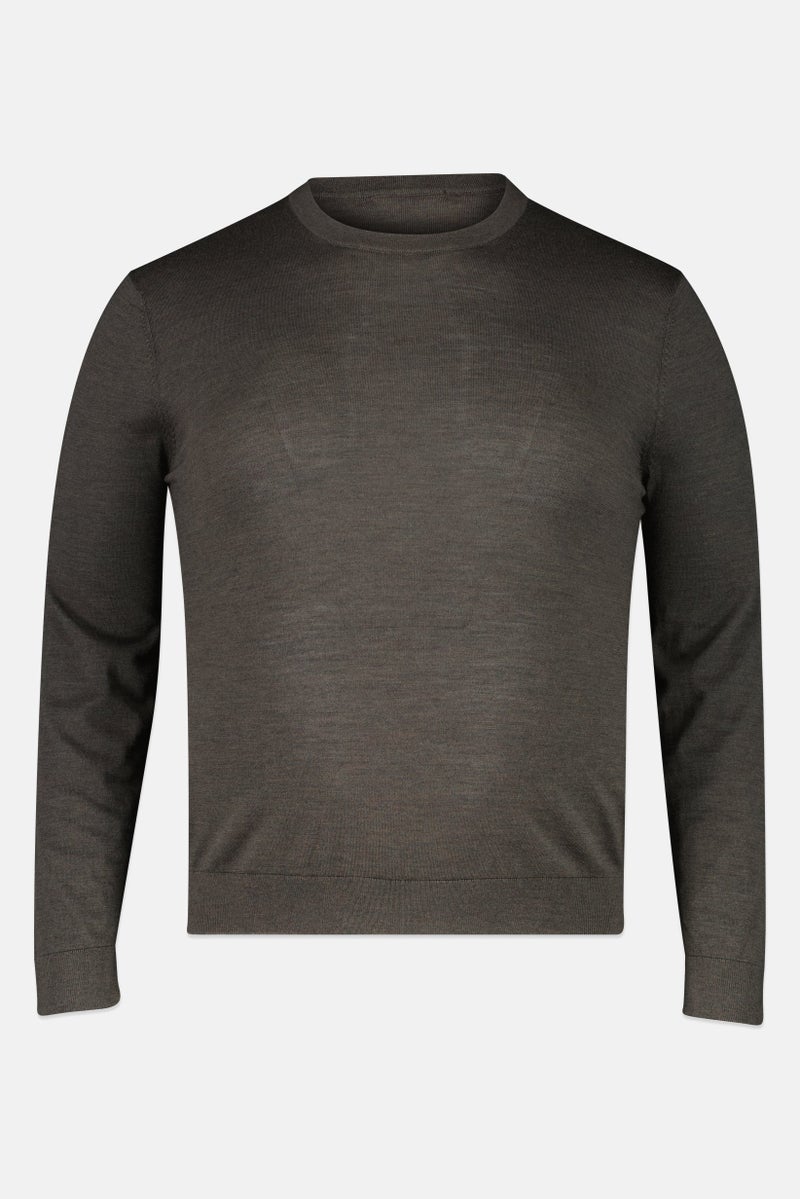 Selected Homme Men Crew Neck Long Sleeve Solid Sweater, Dark Olive - Image 3
