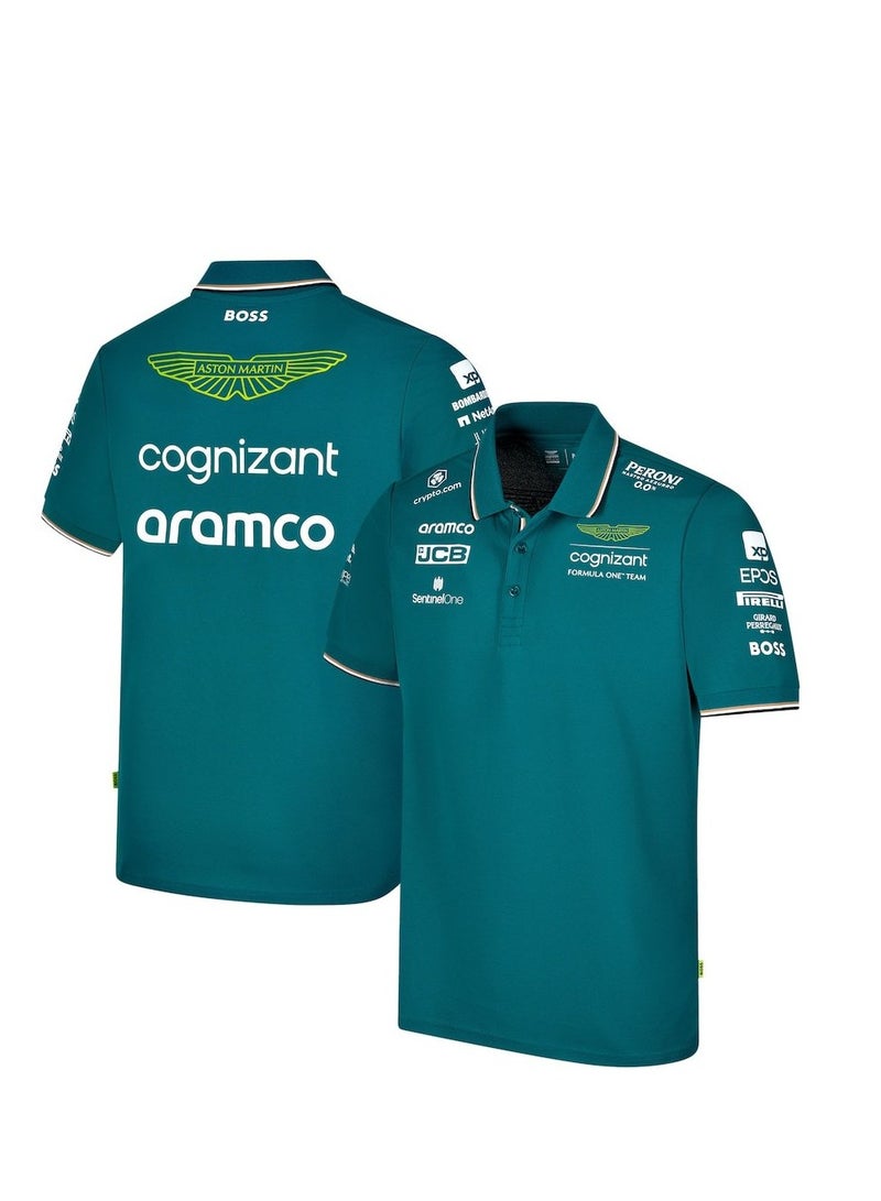 F1 Racing Team Aston Martin Alonso Polo shirt Super Cool Size M For 73-83 Kg Men