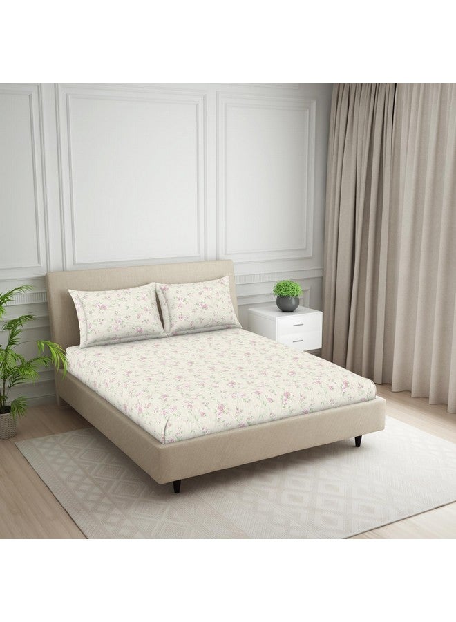 Welspun 120 TC Polycotton Bedsheet for Double Bed with 2 Pillow Cover | Skin Safe & Super Soft Queen Size Bed Sheet | (88 X 100 Inch) - Gloral Pink | Harmony - Image 2