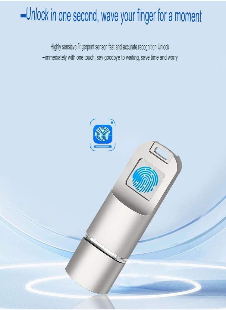 Generic Encrypted Flash Drive, USB 3.0 Biometric Security Protection Thumb Drive, Compact And Portable Memory Stick Pen Zip Drive, Lightweight Large Capacity USB Drive, (1pc, Silver, 256GB)  - Image 2