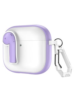 Suitable For Apple Airpods 4 Protective Case With Lock Switch Creative Headset Bluetooth Case Pro2 Soft Drop-proof Case-Color:White Purple-Applicable Models:Airpods 4