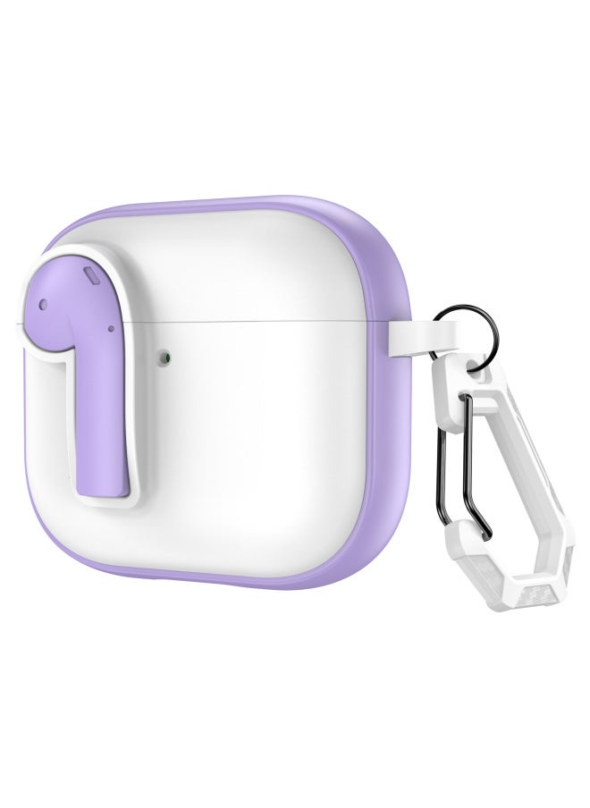 Generic - Suitable For Apple Airpods 4 Protective Case With Lock Switch Creative Headset Bluetooth Case Pro2 Soft Drop-proof Case-Color:White Purple-Applicable Models:Airpods 4 - Image 1