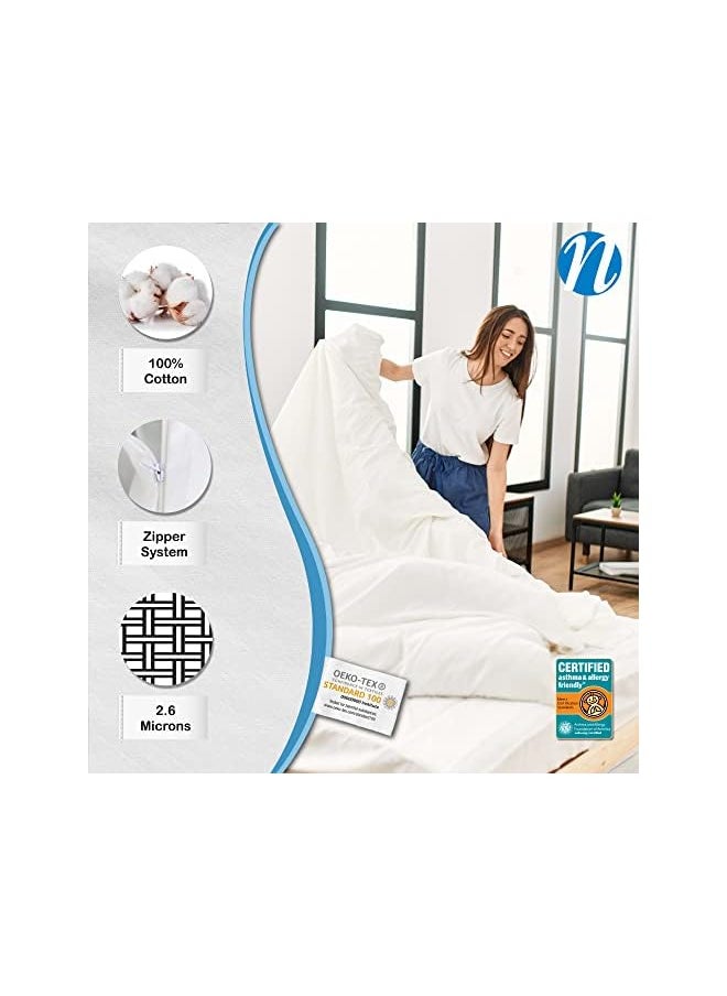 AllerSoft - 100 Percent Cotton Bed Bug Dust Mite And Allergy Control Duvet Protector Queen - Image 1