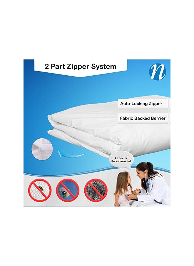 AllerSoft - 100 Percent Cotton Bed Bug Dust Mite And Allergy Control Duvet Protector Queen - Image 1