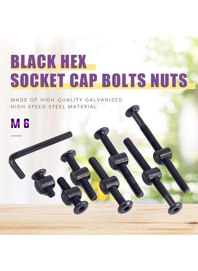 Swpeet 84Pcs Black M6 × 20/30/40/50/60/70/80mm Crib Hardware Screws Kit, Hex Socket Head Cap Crib Baby Bed Bolt and Barrel Nuts with 1 x Allen Wrench Perfect for Furniture, Cots, Crib Screws - Image 5