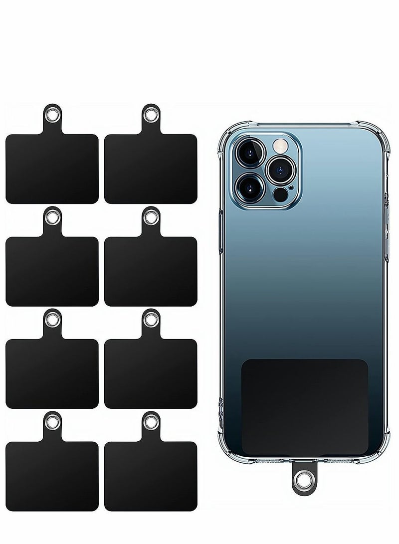 Y&D Cell Phone Lanyard Tether, Universal Replacement Patch Part, Durable PVC Connector with Metal Ring Compatible Most Smartphones Case and All (Black, 8 Pack) - Image 1