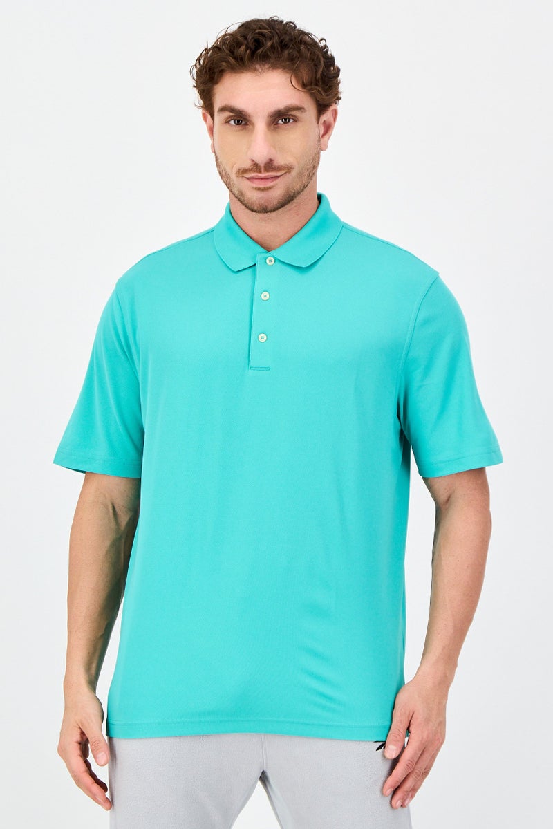 Greg Norman Men Sportswear Fit Short Sleeves Outdoor Polo Shirt, Green - Image 1