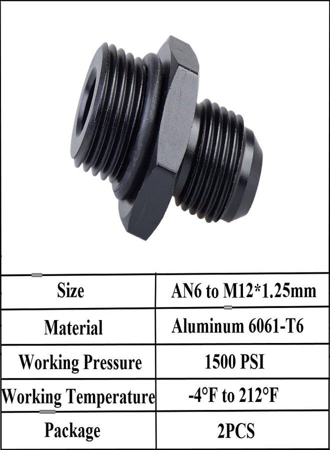 YSIL 6AN Male Flare to M12 x 1.25mm Male Metric Fuel Pipe Hose Fitting Adapter Aluminum Alloy Black Anodized Surface 2PCS - Image 3