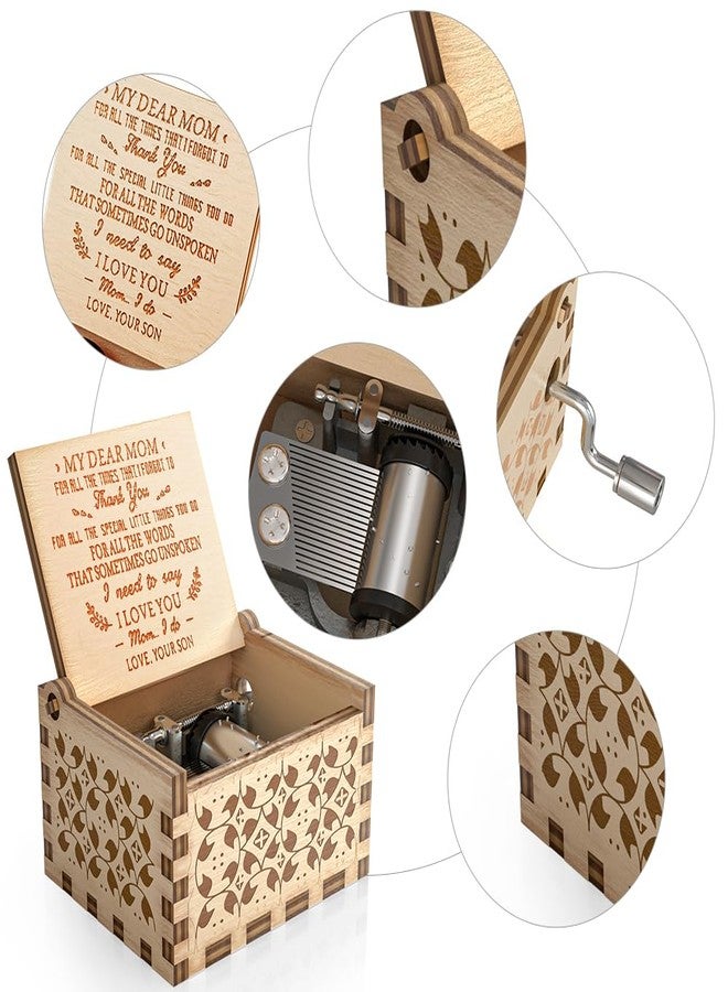 Ucuber You are My Sunshine Music Box, Gift for Mom from Son, Wood Laser Engraved Vintage Music Boxes, Unique Best Gift for Mother's Day, Birthday/Christmas (Son to Mom) - Image 2