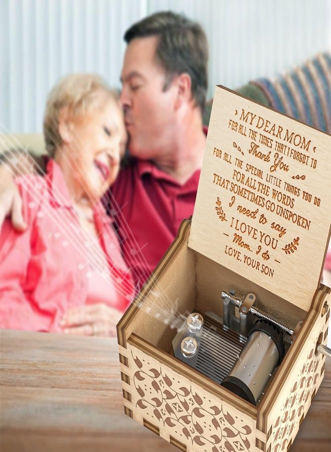 Ucuber You are My Sunshine Music Box, Gift for Mom from Son, Wood Laser Engraved Vintage Music Boxes, Unique Best Gift for Mother's Day, Birthday/Christmas (Son to Mom) - Image 3