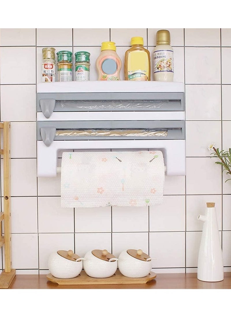 co arma - 4 in 1 Wall Mounted Paper Towel Holder, Plastic Wrap Dispenser with Slide Cutter and Tissue Roll Holder, Foil Paper Dispenser - Image 1
