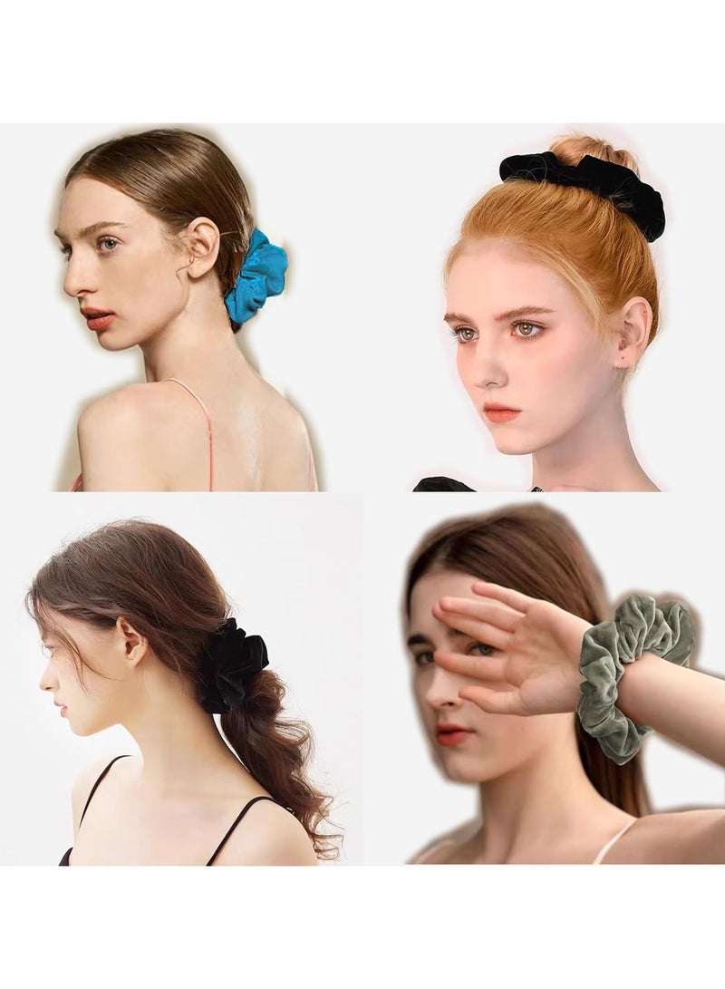 STAR BEJA velvet large hair ties, soft hair ties for women Pack of 1 beige Color - Image 2