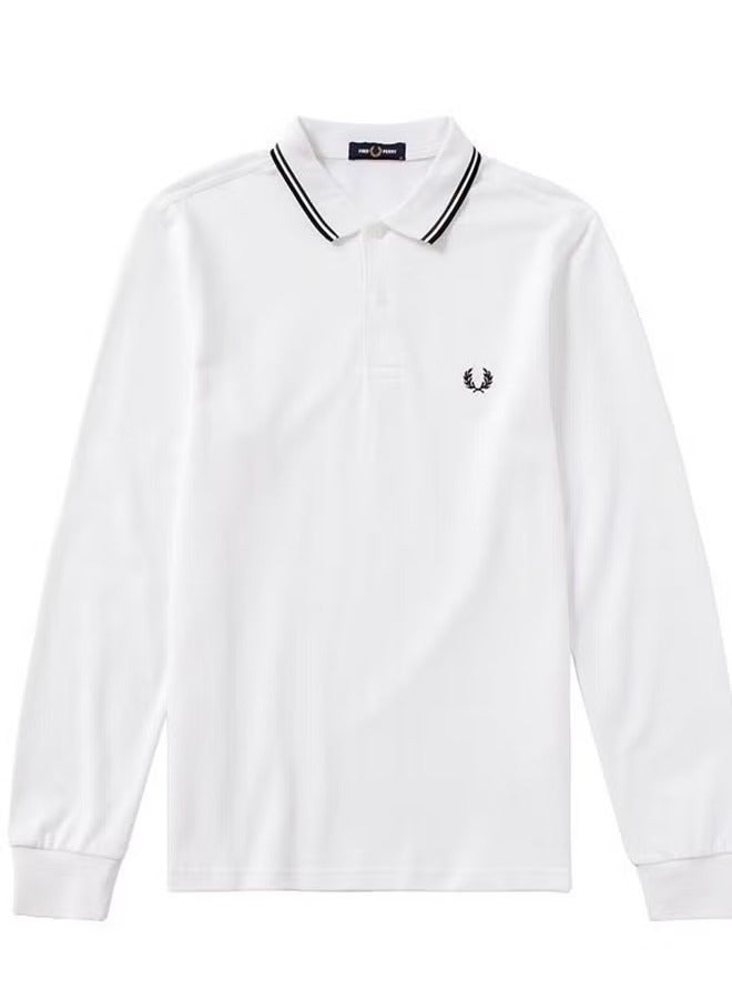 FRED PERRY Essential Logo Printed Polo Shirt White  - Image 1
