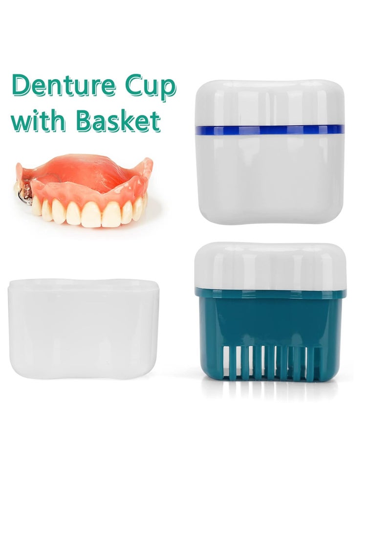 Denture Cleaner Box and Brush Set - 2 Pack Denture Bath Case with Basket + 2 Pack Denture Brush, Portable Denture Retainer Storage Box, False Teeth Brushes for Oral Care (Green and Dark blue) - pzsku/Z578019CE5C59BC43D483Z/45/_/1735366757/5ea836ce-8a67-4fa1-9c4c-d0b67ebb9aff