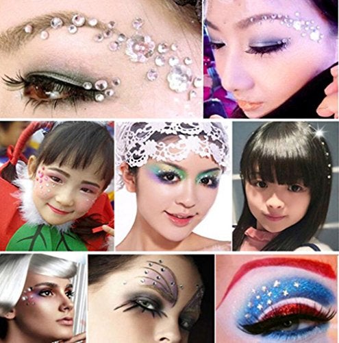 UPSTORE 91PCS 5MM8MM10MM12MM Shining Self Adhesive Craft Jewels Flatback Rhinestone Crystal Gems Stickers Eyebrow Eyeshadow Body Eyes Nails Glitter Sticker for Makeup Nightclub Stage Show Yellow - Image 5