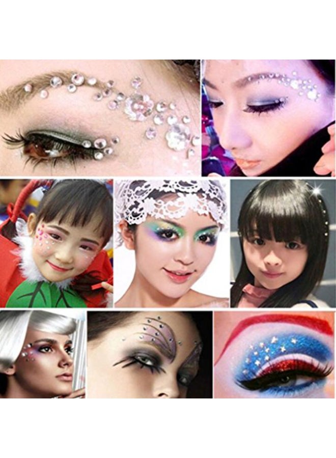 UPSTORE 91PCS 5MM8MM10MM12MM Shining Self Adhesive Craft Jewels Flatback Rhinestone Crystal Gems Stickers Eyebrow Eyeshadow Body Eyes Nails Glitter Sticker for Makeup Nightclub Stage Show Yellow - Image 4