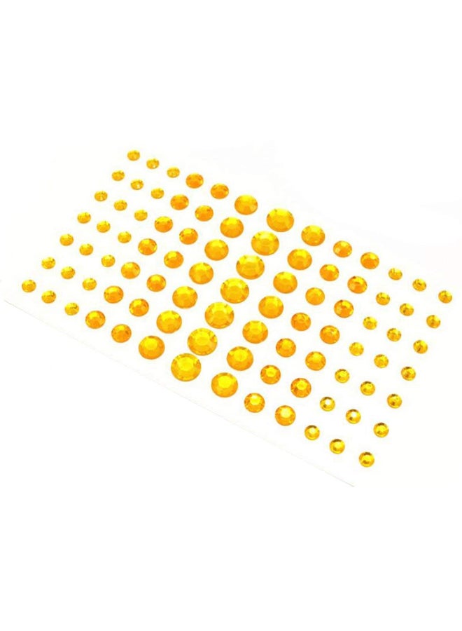 UPSTORE 91PCS 5MM8MM10MM12MM Shining Self Adhesive Craft Jewels Flatback Rhinestone Crystal Gems Stickers Eyebrow Eyeshadow Body Eyes Nails Glitter Sticker for Makeup Nightclub Stage Show Yellow - Image 3