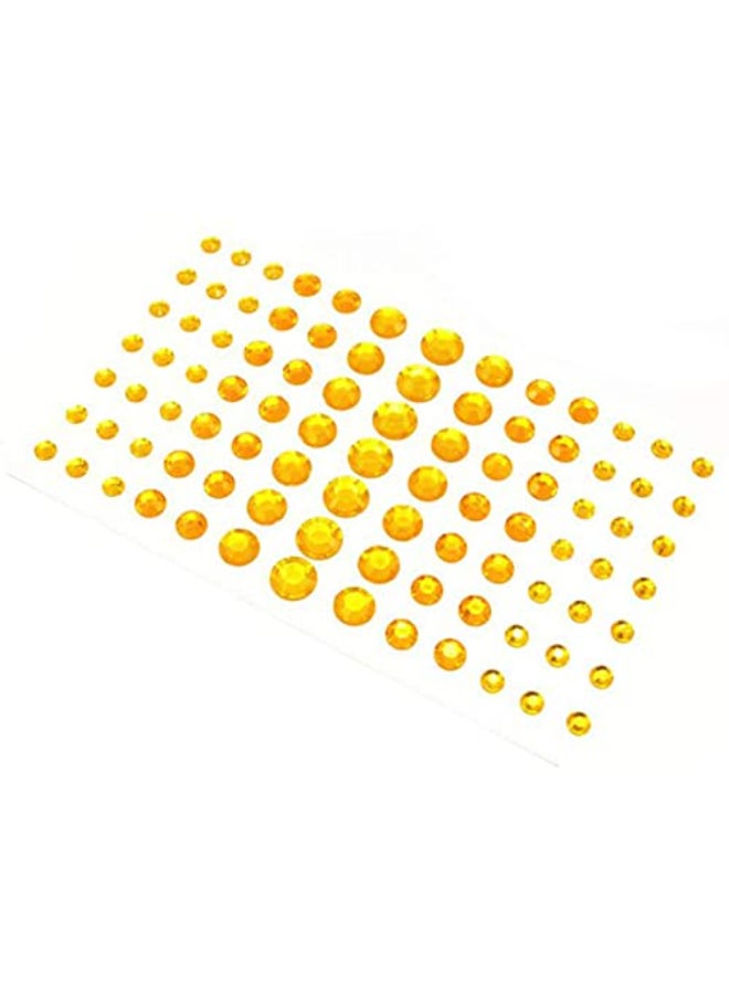 UPSTORE 91PCS 5MM8MM10MM12MM Shining Self Adhesive Craft Jewels Flatback Rhinestone Crystal Gems Stickers Eyebrow Eyeshadow Body Eyes Nails Glitter Sticker for Makeup Nightclub Stage Show Yellow - Image 1