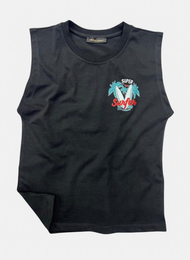 WHITE RABBIT Printed Cut T-Shirt Kids – Black - Image 1