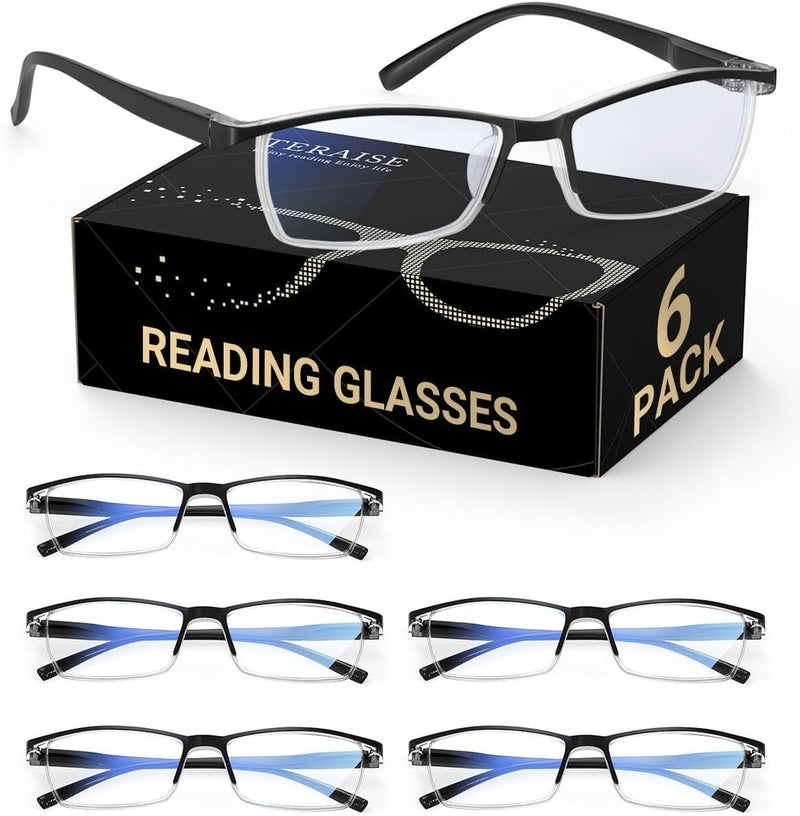 TERAISE 6PCS Fashion Anti-blue light Reading Glasses Men Women Computer Reader(2.75X) - Image 1