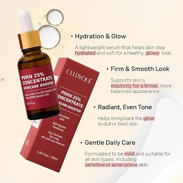 CELDYQUE Salmon DNA PDRN 250,000 ppm Concentrate Skincare Booster - Microneedling Serum w/EGF Peptide & PDRN 25% Growth Factor - Anti-Aging Face Serum with Panthenol 1 Fl Oz Korean Skincare - Image 3