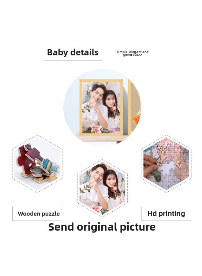 Jay Chou Anniversary Jigsaw Wooden Jigsaw Puzzle Photo Portrait Diy Framed Couple Boyfriend And Girlfriend Gift Toy-Color:Jay Chou 520 Pieces Vertical Set - Image 4