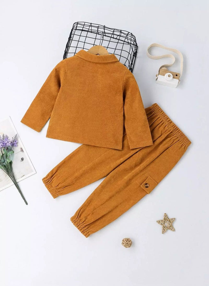 Toddler Girls Flap Detail Corduroy Blouse & Joggers - Image 2