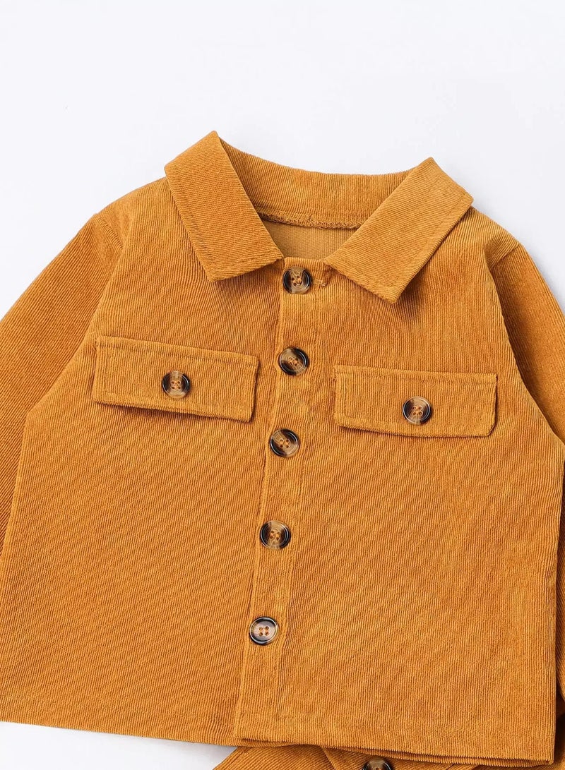 Toddler Girls Flap Detail Corduroy Blouse & Joggers - Image 4